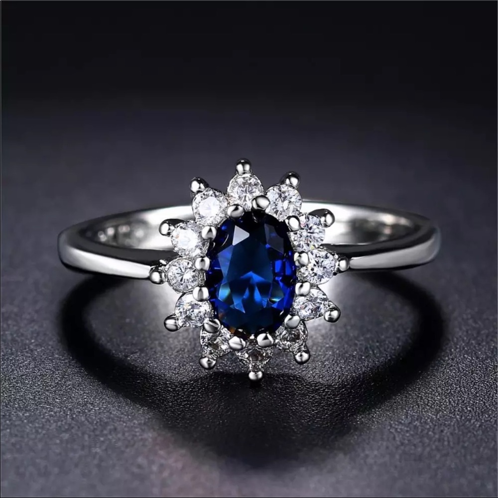 New Blue Color Big Zircon Crystal Stone ring